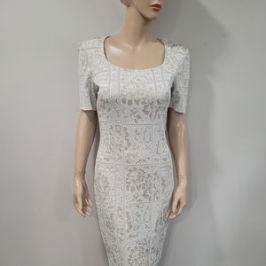 NWT St John white and gold dress